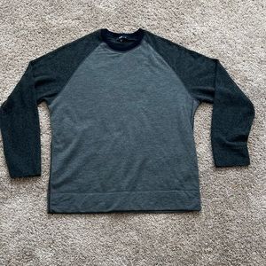 Benson Men’s Wool Blend Sweater Grey Blue XL Crew Neck Raglan Sleeve Soft Spring